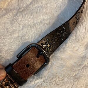 Fossil Midnight Patchwork Studded Leather Belt size M